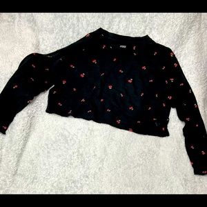 Pink victoria secret long sleeve cherry crop top. Size M.